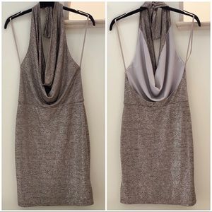 Enzo Loco Couture Paris-Silver Metallic Dress Sz:S